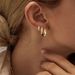 Brass With Real Gold Plating, Hot Selling Across Europe And America, Simple And Stylish Zircon Inlaid Ladies' Earrings And Hoop Three Piece Set_ipsvogv.com