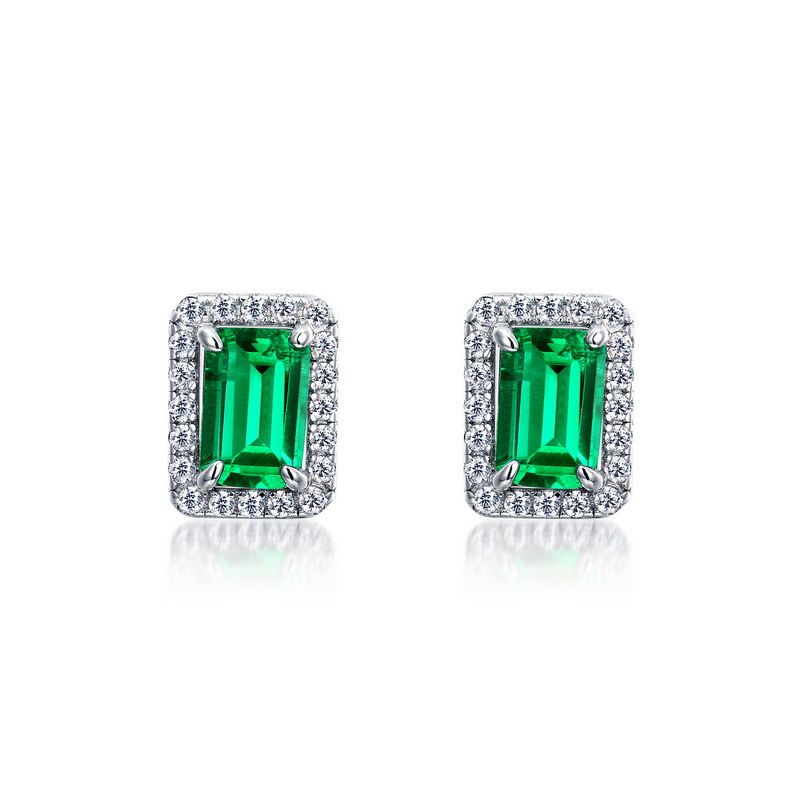 S925 silver earrings for women classic geometric cultivated emerald retro light luxury earrings_ipsvogv.com