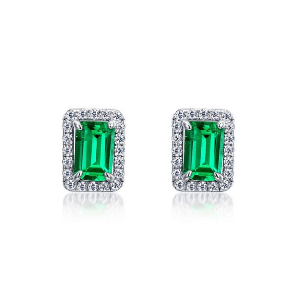 S925 silver earrings for women classic geometric cultivated emerald retro light luxury earrings_ipsvogv.com