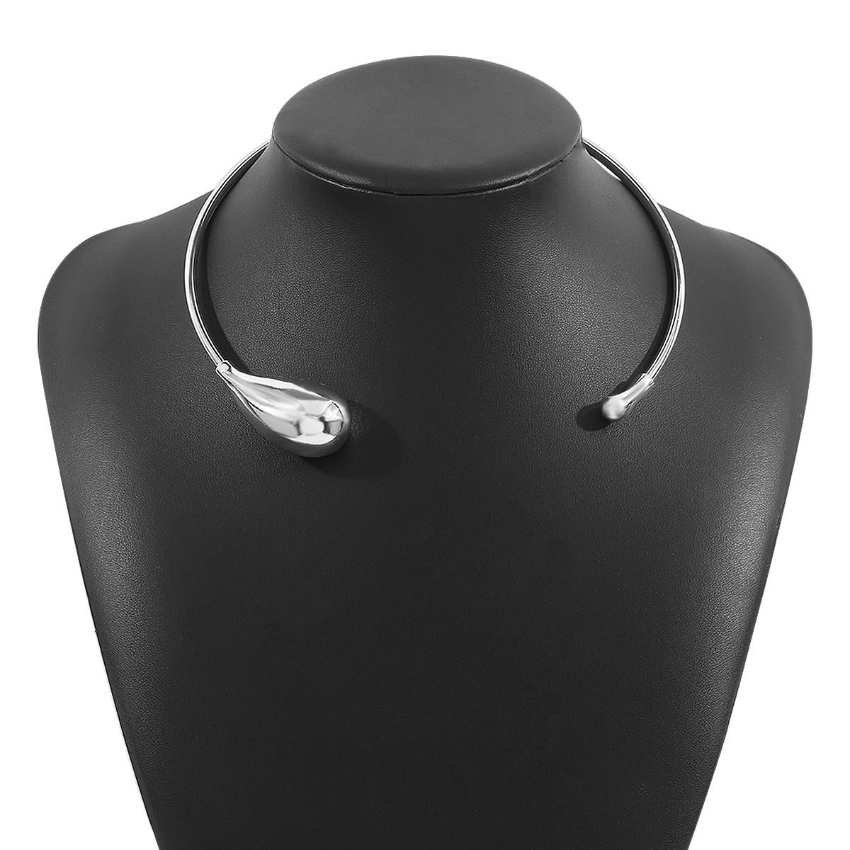 N11947 Design Minimally Fashionable Waterdrop shaped Open Collar French Cold Style Metal Necklace_ipsvogv.com