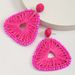 New summer seaside holiday style earrings raffia hand woven rice bead earrings geometric square sweet earrings_ipsvogv.com