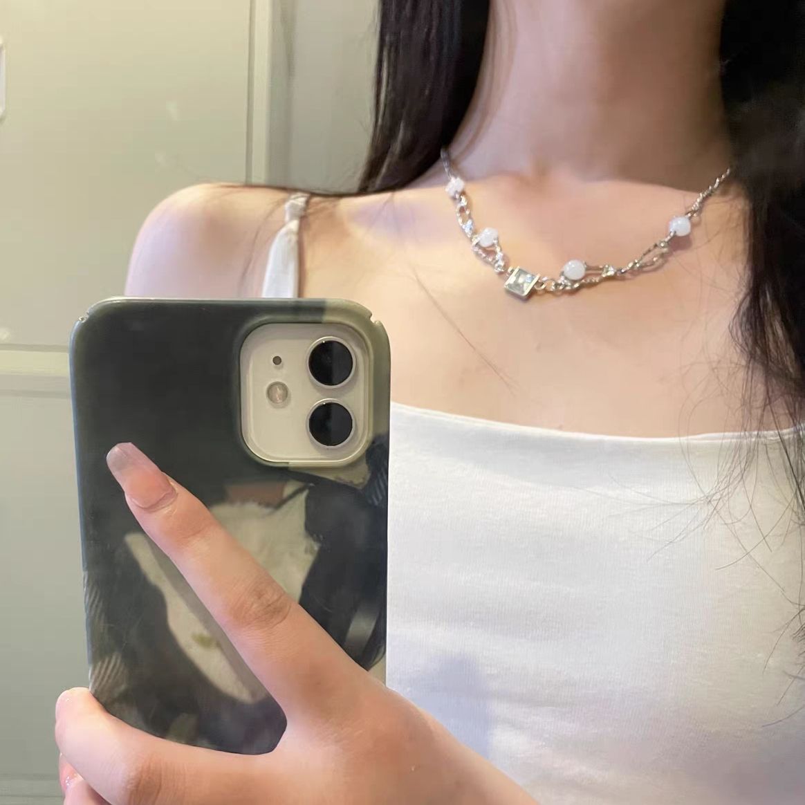 Moonlight Square ! Sugar Zircon Necklace Women's Accessories High End Clavicle Chain Trendy Spicy Girl Niche Design_ipsvogv.com