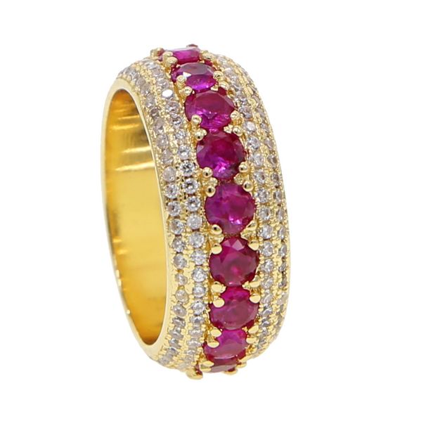 Micro Inlaid Three Row Full Zircon Ring Trendy Hip Hop Men's Round Ring_ipsvogv.com