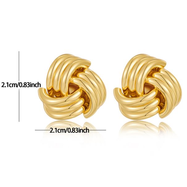 Fashion Commuter Copper Plated Real Gold Irregular Earrings Retro Metal High Grade Exaggerated Female Earrings_ipsvogv.com