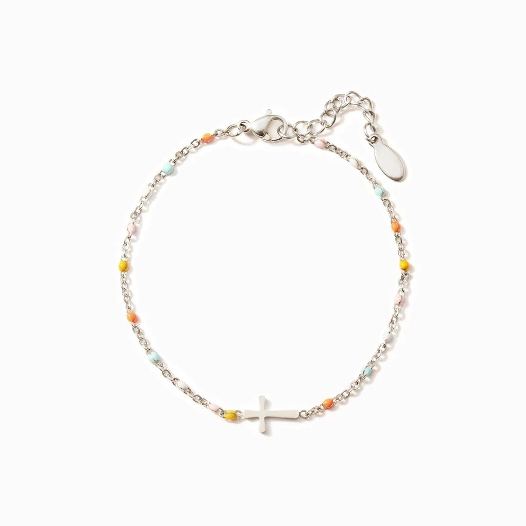 S925 Sterling Silver Bracelet Female Internet Celebrity Advanced Exquisite Colorful Enamel Cross Simple Versatile Hand Jewelry_ipsvogv.com