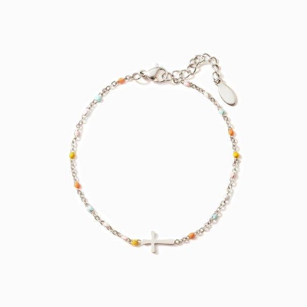 S925 Sterling Silver Bracelet Female Internet Celebrity Advanced Exquisite Colorful Enamel Cross Simple Versatile Hand Jewelry_ipsvogv.com