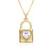 Korean Style Love Lock Necklace - Copper Inlaid Zircon Pendant, Romantic Groove Design Jewelry For Women_ipsvogv.com