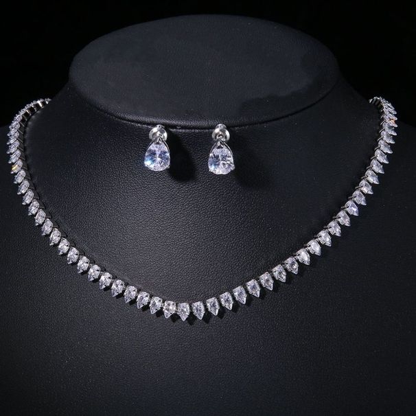 Elegant, Simple Versatile Dress, Banquet And Annual Meeting Accessories, Bride's Wedding Zircon Necklace, Earring Set_ipsvogv.com