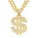 Hip Hop Diamond Set US Dollar Pendant Cuban Necklace Accessories Trendy Cool and Dominant Street Dance Nightclub Collar_ipsvogv.com