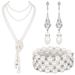 Fashion Three Piece Long Necklace Earrings High-end Pearl Bracelet Elegant Temperament Set_ipsvogv.com