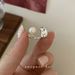 Lucky Bean Pearl Women's Geometric Irregular High End Silver Open Versatile Finger Ring Trendy_ipsvogv.com