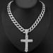 Street hip hop cross Cuban chain American style full diamond cross with buckle Cuban chain_ipsvogv.com