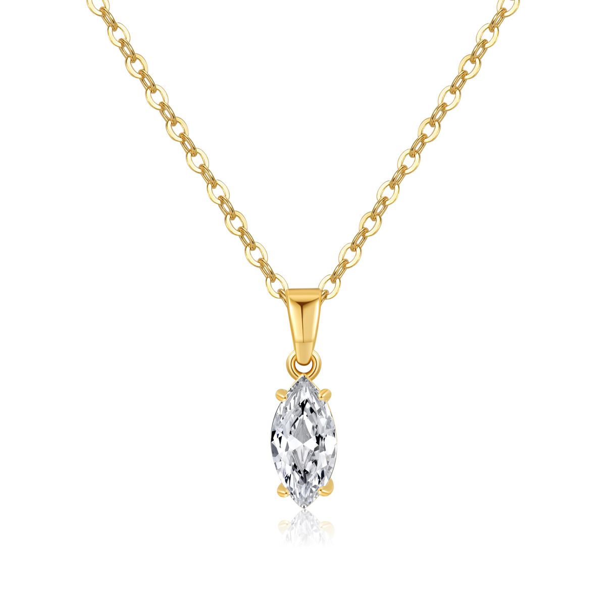 Copper Plated K Real Gold Zircon Pendant Necklace Jewelry Simple Clavicle Chain Gift Girlfriend Wedding Necklace_ipsvogv.com