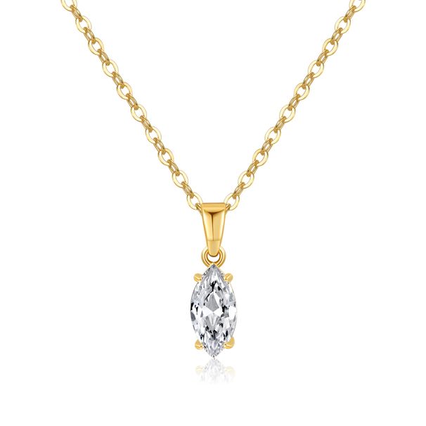 Copper Plated K Real Gold Zircon Pendant Necklace Jewelry Simple Clavicle Chain Gift Girlfriend Wedding Necklace_ipsvogv.com