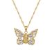 】 Zircon 【 Butterfly Light Luxury Charm Gorgeous Full Diamond Necklace Women's Versatile Clavicle Titanium Steel Chain 【 】_ipsvogv.com
