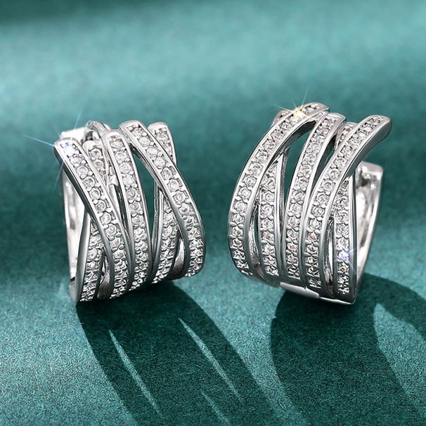 Cao Shi's Multi-layered Intersecting With Multi Ring Diamond Inlay Temperament, High-end Banquet Earrings, Fashionable_ipsvogv.com