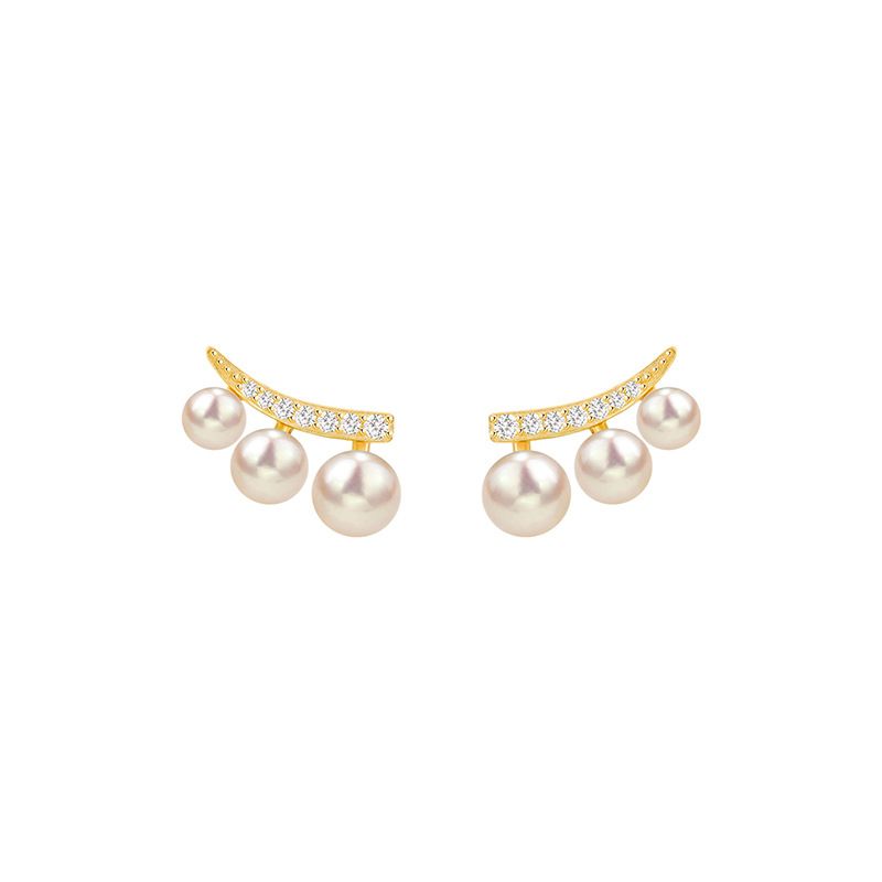 Women's Jewelry French Retro Pearl Earrings Light Luxury High End Design Fashion Temperament A Row Of Simple Earrings_ipsvogv.com