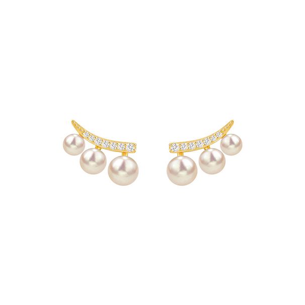 Women's Jewelry French Retro Pearl Earrings Light Luxury High End Design Fashion Temperament A Row Of Simple Earrings_ipsvogv.com