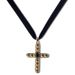 Cross Necklace Round Zircon Pendant Ribbon Cloth Collarbone Chain Black Color Retention Jewelry_ipsvogv.com