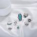 New Turquoise Carved Feather With 8-piece Joint Ring Set_ipsvogv.com