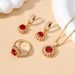 Women's Jewelry Set K Gold Plated Temperament Copper Inlaid Ruby Zircon Necklace Ring Earrings Jewelry Set_ipsvogv.com