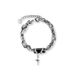 Unisex Punk Style Bracelet For Men, Double Layer Stacked Luxury Exquisite Black Zircon Cross Design_ipsvogv.com