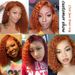 180% Density Ginger Orange Curly 13x4 Lace Front Human Hair Wigs For Women Short Bob Curly Human Hair Wigs Transparent Lace Wig_ipsvogv.com