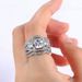 Fashion platinum plated three layer ring set Zircon micro inlaid ring female_ipsvogv.com