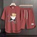 Men's Clothing 2024 Waffle Casual Summer Suit Men's Loose Teen Short sleeved T shirt Shorts Handsome Two piece Suit_ipsvogv.com