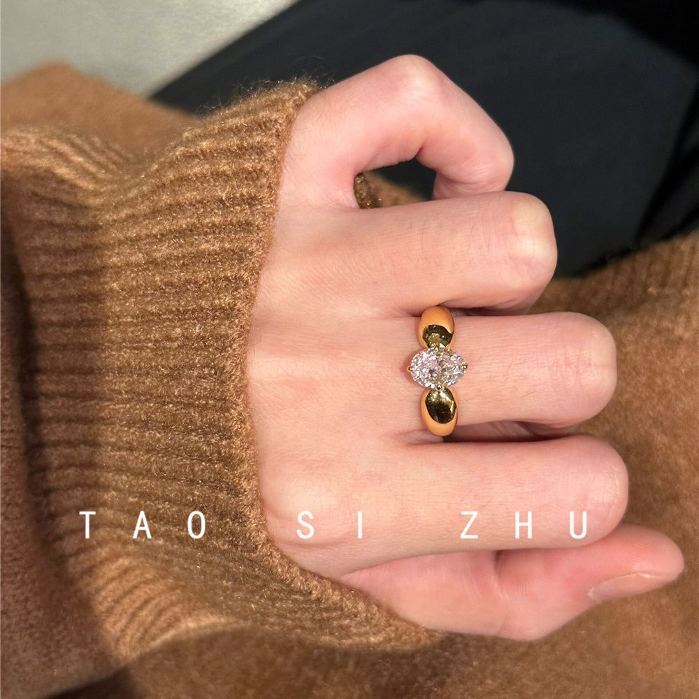 1096 】 People Collected 【 By Vintage White Diamond With Light Luxury High-end Feel, A Niche Zircon Gold Ring, And An 【 】 Feel, Ring,_ipsvogv.com