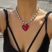 Sweet Cool Accessories, Exaggerated Big Heart Pendant Necklace, Simple And Long Velvet Chain Tassel Necklace_ipsvogv.com
