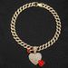 Hip Hop Love Red Drip Oil Arrow Heart Piercing Full Diamond Alloy Pendant Fashion Trend Cuban Necklace_ipsvogv.com