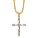 Creative New Stainless Steel Gold-Plated Inlaid Irregular AAA Zircon Cross Pendant_ipsvogv.com