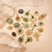 Women's Jewelry DIY Natural Stone Pendant Accessories Vacuum Plated Titanium Steel Necklace Earrings Semi Finished Accessories_ipsvogv.com