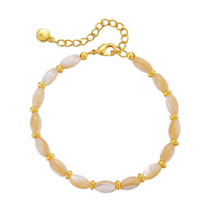 Copper plated K real gold shell beads irregular creative bracelet niche temperament women's design sense hand jewelry_ipsvogv.com