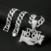 Hip Hop Letter TRUST NO ONE Shake Hands Alloy Pendant Men's Cuban Chain Personalized Fashion_ipsvogv.com