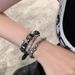 Dark Punk Y2K Pentagram Leather Bracelet For Women Ins Sweet Cool Cuban Style Layered Beaded Accessories_ipsvogv.com