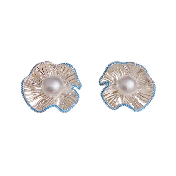 French Style Light Luxury Curly Leaf Edge Pearl S Silver Needle Elegant High-end Exquisite Stud Earrings Versatile Ear_ipsvogv.com