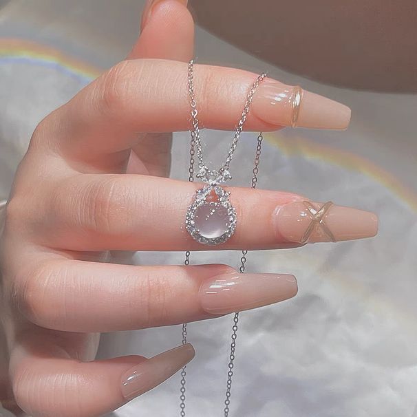 Pure Silver Bow, White Jade Marrow Necklace For Women, Delicate, Sweet, High-end, Niche Collarbone Chain, Birthday Gift_ipsvogv.com