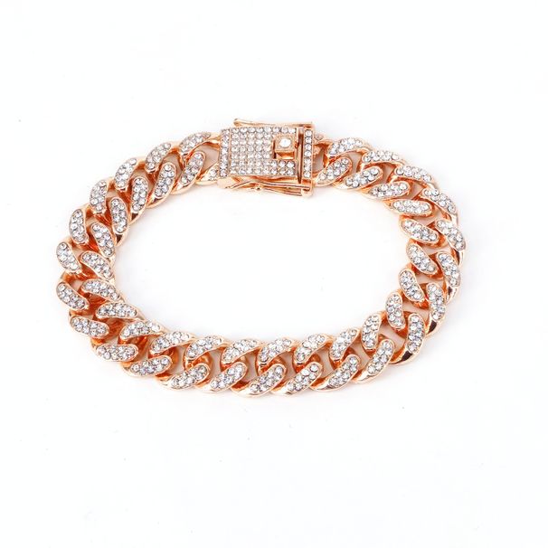 Unisex 12.5mm Round Chain Diamond Men's Alloy Necklace Trendy Cool Rap Hip Hop Style Cuban Chain_ipsvogv.com