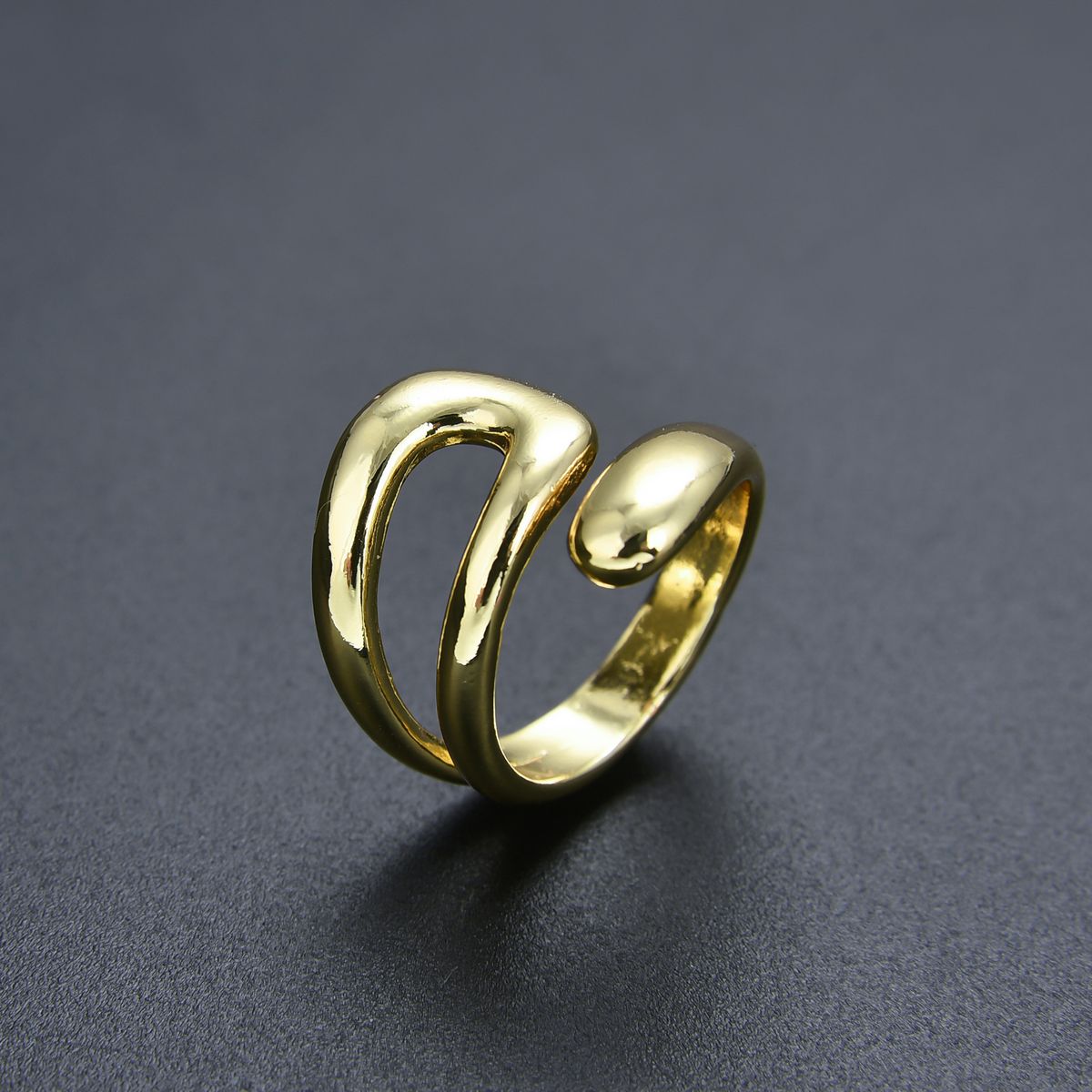 Unisex Ins Style Internet Celebrity Ring Female Niche Electroplating Color Preserving Index Finger Ring Irregular Opening Adjustable_ipsvogv.com