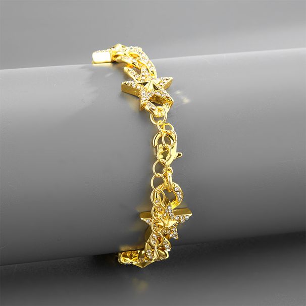 Fashion hit niche design star necklace personality diamond Cuban chain street trend all match chain_ipsvogv.com
