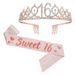Number 50 21 13 Birthday Crown Etiquette Belt Set Girls Rhinestone Headband Belt Queen Party Supplies_ipsvogv.com