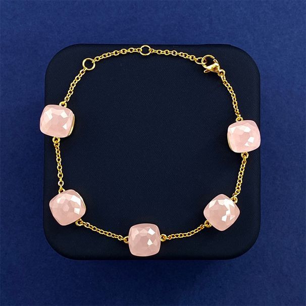 Women's Jewelry Small Fresh Square Crystal Gem Style Five Flower Bracelet Hand Ornaments Simple Niche_ipsvogv.com