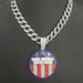 Round Brand Drip Oil White Make America Create AGAIN Letter Alloy Men's Necklace_ipsvogv.com