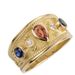 French Light Luxury Craftsmanship Inlaid Blue Haoshi Ring, Ancient Style Alloy Ring_ipsvogv.com