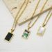 Rectangular shell emerald rectangular natural shell color abalone shell gold necklace simple_ipsvogv.com