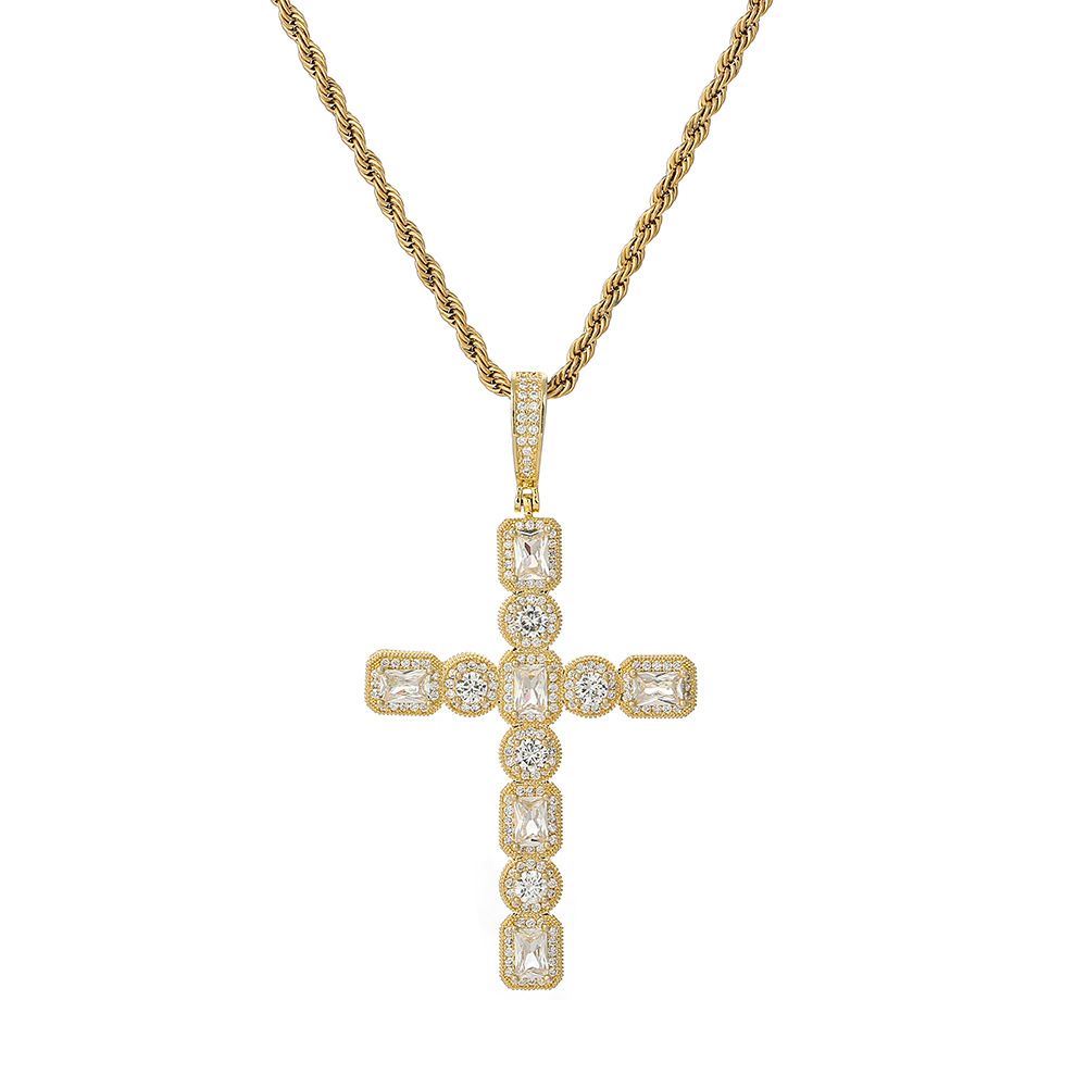 Hip Hop Circle Zircon Cross Pendant Street Dance Rap DJ Singer Accessories_ipsvogv.com