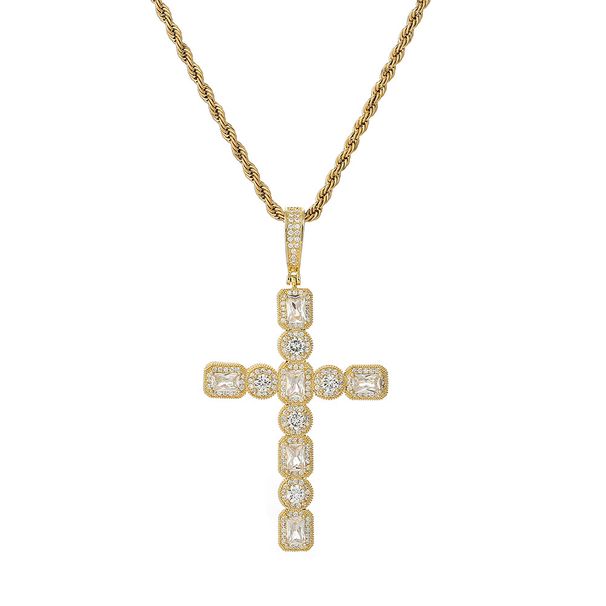 Hip Hop Circle Zircon Cross Pendant Street Dance Rap DJ Singer Accessories_ipsvogv.com
