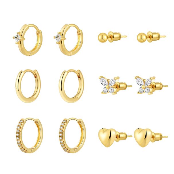 Unisex Real Gold Brass Electroplating Ins Style Fashionable And Versatile Simple High End Earrings And Hoop Sets_ipsvogv.com